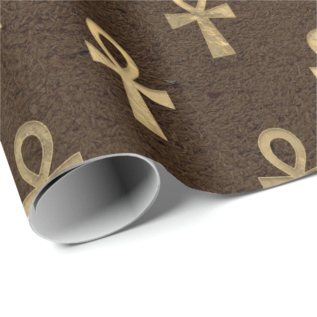 Papier Cadeau Oeil de Horus or égyptien Hiéroglyphe bronze Lux (Coin rond)