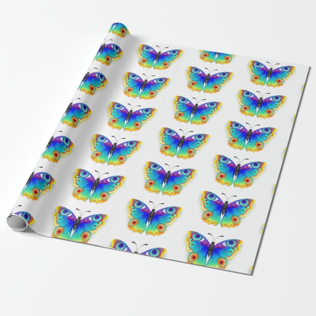 Papier Cadeau Oeil de paon arc-en-ciel (Déroulé)