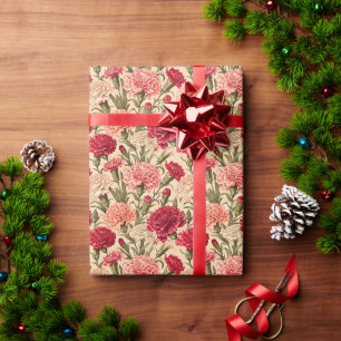 Papier Cadeau Œillet Fleurissant d'Art Vintage