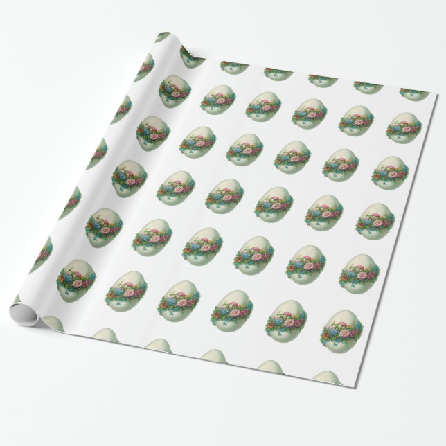 Papier Cadeau Oeuf à fleurs de Pâques victorien (Déroulé)