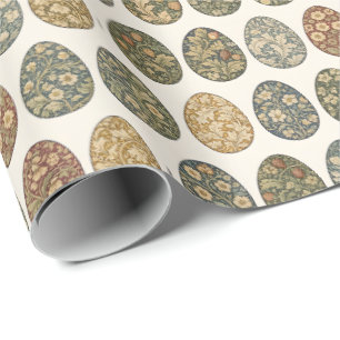 Papier Cadeau Œuf de Pâques botanique inspiré de William Morris