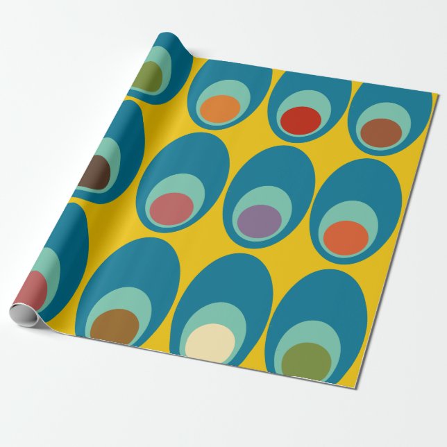 Papier Cadeau Oeufs bleus modernes du milieu du siècle (Déroulé)