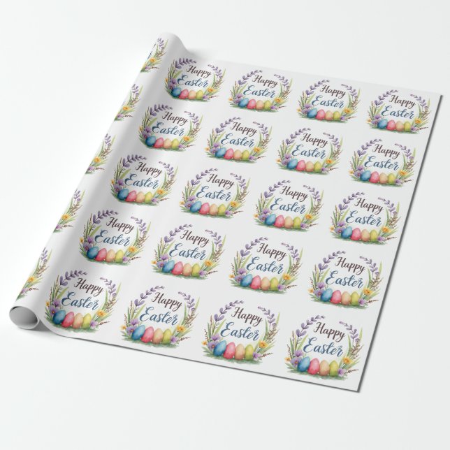 Papier Cadeau Œufs de Pâques modernes Belle Collection (Déroulé)