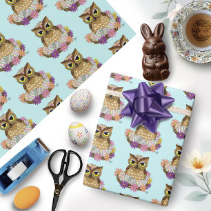 Papier Cadeau Oeufs de Pâques Nid de Chouette