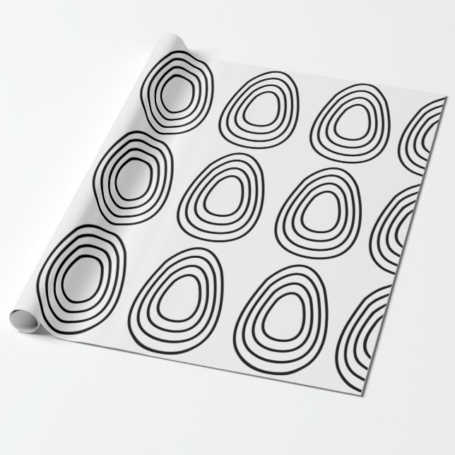 Papier Cadeau Œufs de Pâques Noir et Blanc Joyeuses Pâques (Déroulé)