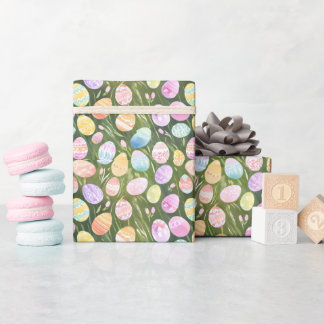 Papier Cadeau Œufs de Pâques pastel | Belle aquarelle de printem