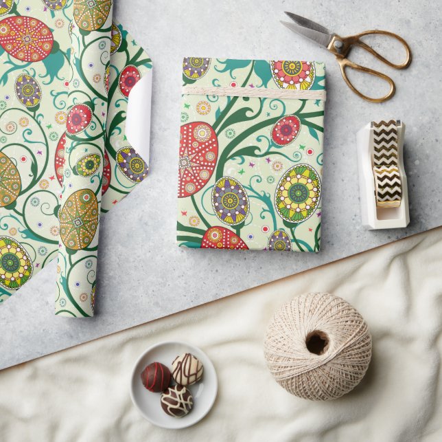 Papier Cadeau OEufs de Pâques scandinaves colorés (Artisanat)