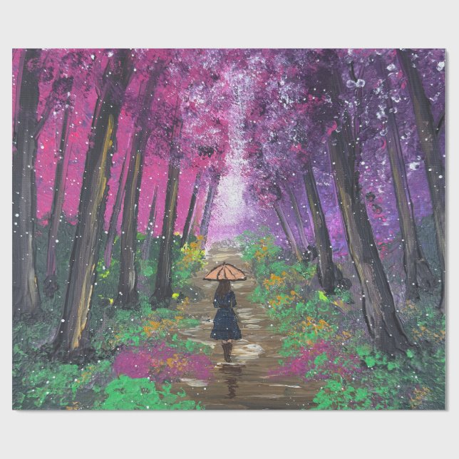Papier Cadeau Œuvre d'art faite main - Promenade solitaire  (Plat)
