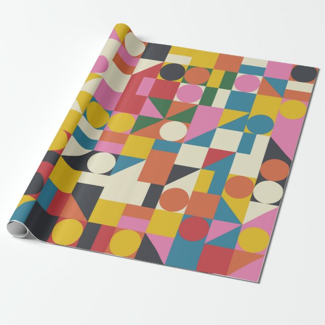 Papier Cadeau OEuvre de composition Bauhaus réalisée avec la plu (Déroulé)