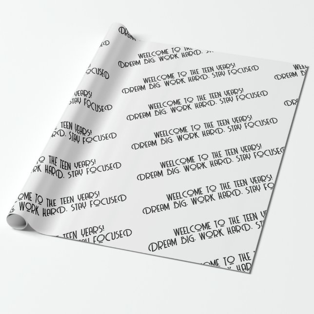 Papier Cadeau Officiellement adolescent 13e Rêve grand Motivatio (Déroulé)