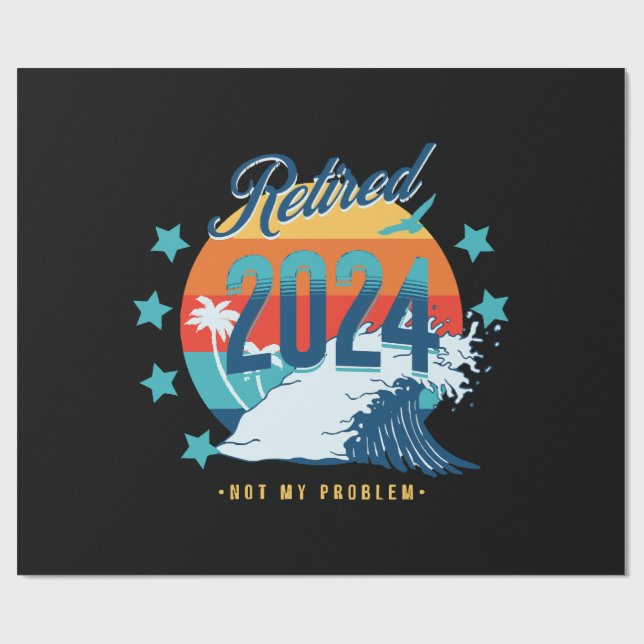 Papier Cadeau Officiellement retraité 2024 (Plat)