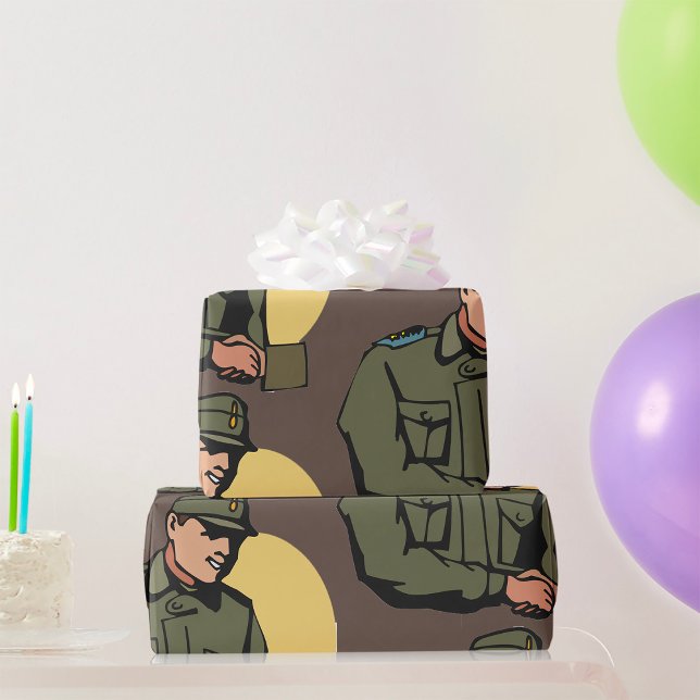 Papier Cadeau Officier militaire Soldat de l'Armée rétro (Créateur téléchargé)