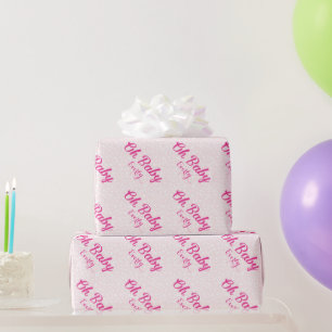 Papier Cadeau Oh Baby Personnalisé Fille Rose