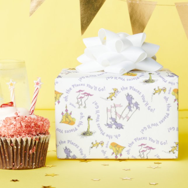 Papier Cadeau Oh, les Endroits que tu vas Visiter ! (Fête d'anniversaire)