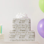 Papier Cadeau Oh ! Oh ! HO! en Silver et Gold Confetti Christmas<br><div class="desc">Ce superbe papier d'emballage en argent et en or présente un motif exquis avec le salut emblématique du Père Noël, "Ho ! Ho ! Ho !" dans la typographie de confettis en or rouillé et argent magnifiquement texturé. Le design allie élégance et minimalisme, ce qui en fait une option idéale...</div>