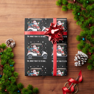 Papier Cadeau Oh Quelle Joie De Rouler Santa Conduisant Golf Car