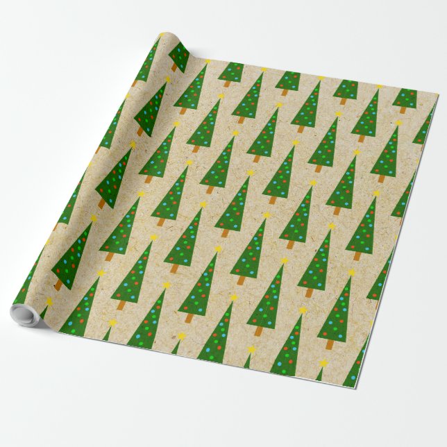 Papier Cadeau Oh sapin de Noël ! Sur Kraft (Déroulé)