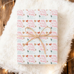 Papier Cadeau Oh What Fun Christmas Party Fille 1er anniversaire