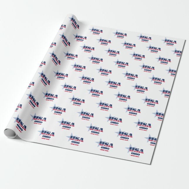 Papier Cadeau Ohio Stars and Stripes State (Déroulé)