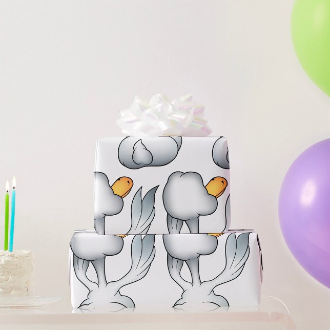 Papier Cadeau Oie Blanche Vue de Dos Oiseau Ridicule (Créateur téléchargé)