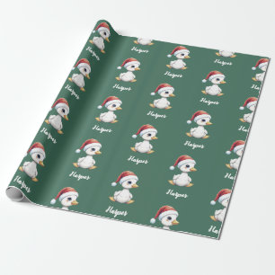 Papier Cadeau Oie Canard de Noël Festif Mignon Personnalisé