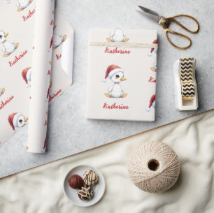 Papier Cadeau Oie Canard de Noël Personnalisé Mignon Festif