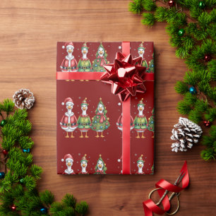 Papier Cadeau Oie de Noël vintage Santa Duck Oie idiote