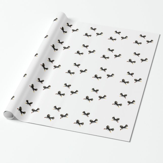 Papier Cadeau Oiseau Art Flying Puffins (Déroulé)