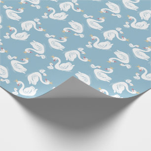 Papier Cadeau Oiseau Baby shower cygne avec thème Couronne Bleu