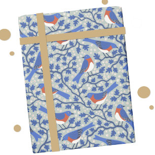 Papier Cadeau Oiseau bleu Oiseau et Art et artisanat de fleurs s