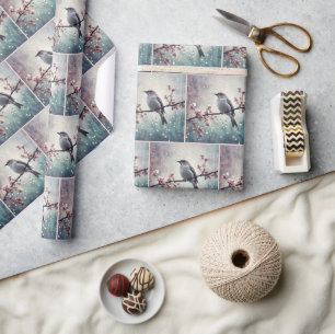 Papier Cadeau Oiseau Dans Les Plaines