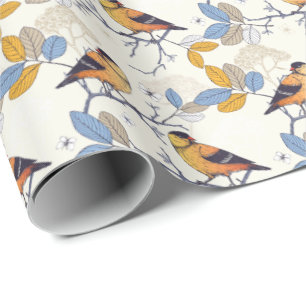 Papier Cadeau Oiseau de Baltimore Oriole sur la brindille