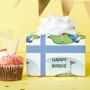Papier Cadeau Oiseau de golf heureux Cartoon Party / Brillant