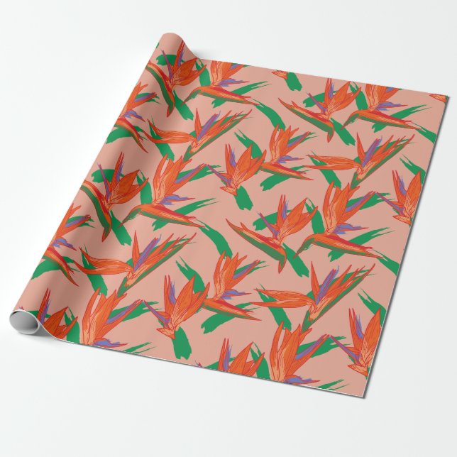Papier cadeau Oiseau du Paradis, parfait pour tous (Déroulé)
