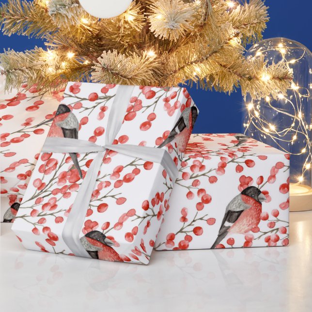 Papier Cadeau Oiseau Hiver Berry Woodland Thème Noël (Vacances)