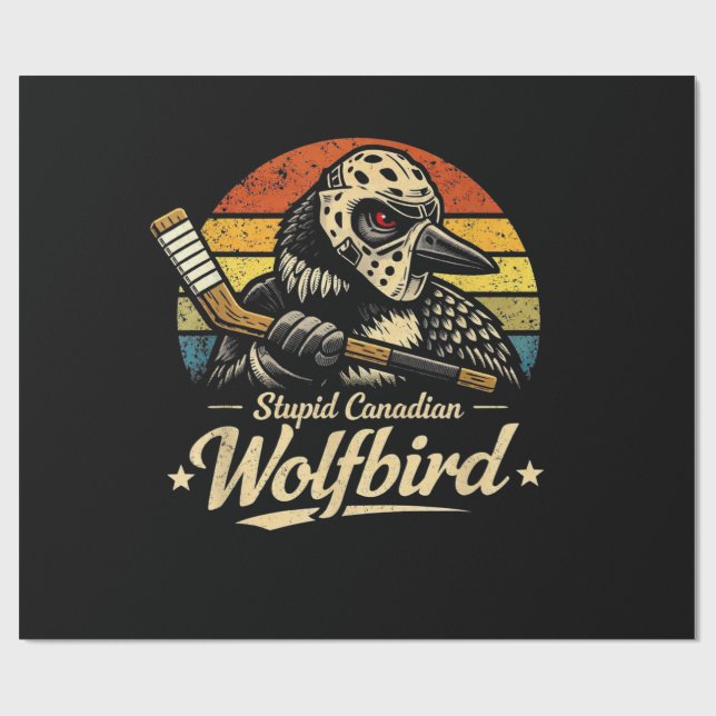 Papier Cadeau Oiseau loup canadien stupide  (Plat)