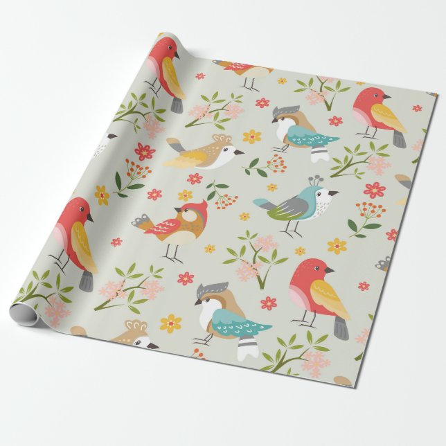 Papier Cadeau Oiseaux  (Déroulé)