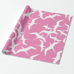 Papier Cadeau Oiseaux blancs Thème Ciel Arrière - plan rose