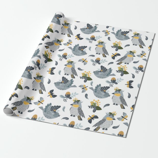 Papier Cadeau Oiseaux de campagne (Déroulé)