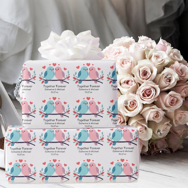 Papier Cadeau Oiseaux de l'amour ensemble pour toujours Mariage  (Créateur téléchargé)