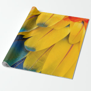 Papier Cadeau Oiseaux jaunes bleus et rouges de fleur de paradis