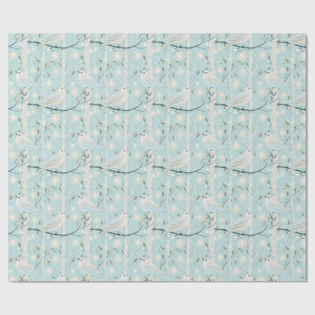 Papier Cadeau Oiseaux lumineux de bouleau (Plat)
