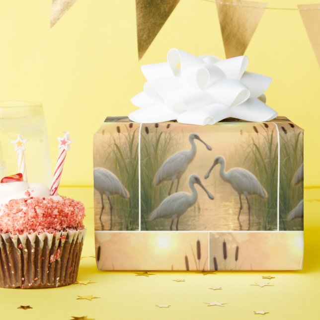 Papier Cadeau Oiseaux spatules dans les zones humides (Fête d'anniversaire)