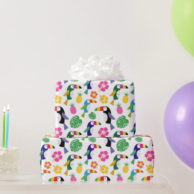 Papier Cadeau Oiseaux tropicaux et ananas (Cadeaux de fête)