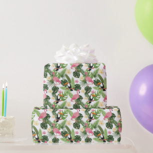 Papier Cadeau Oiseaux Tropicaux Feuilles Tropicales Motif Floral