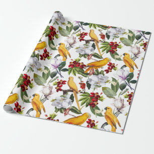 Papier Cadeau Oiseaux tropicaux Perroquets Motif de la jungle - 