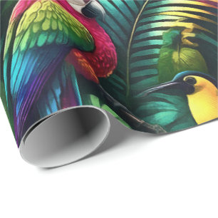 Papier Cadeau Oiseaux Tropicaux Rêves de Jungle Motif de Surface