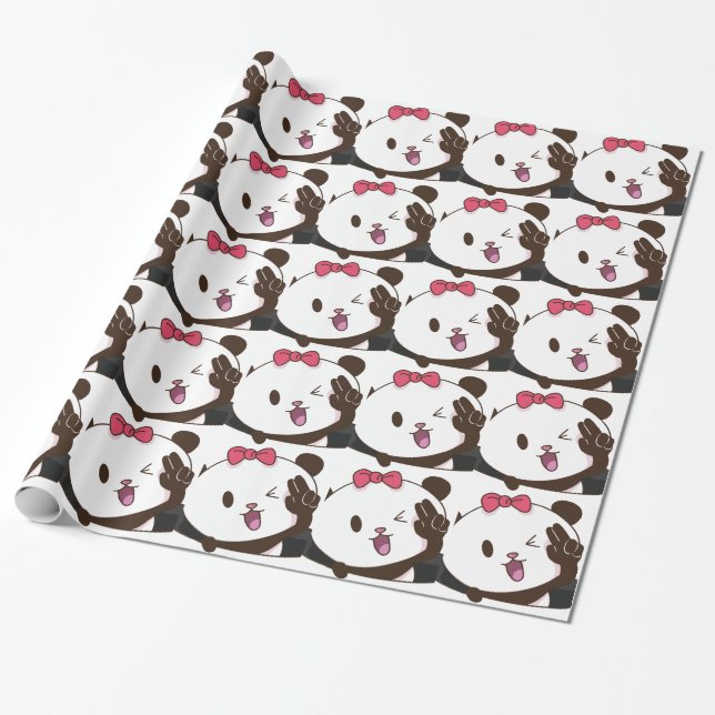 Papier Cadeau OK mignon de panda de fille ! (Déroulé)