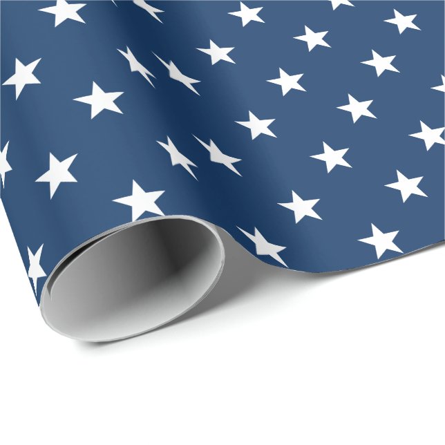 Papier Cadeau Old Glory Blue Stars (échelle moyenne) (Coin rond)