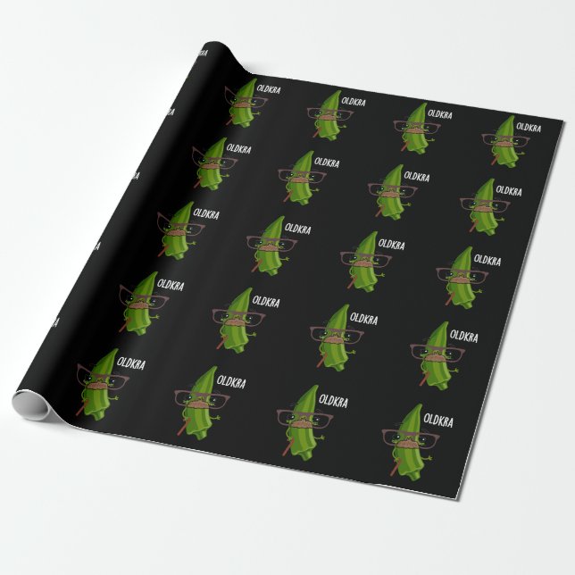 Papier Cadeau Old kra Funny Okra Pun Dark BG (Déroulé)